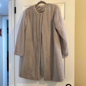 Grey faux fur coat